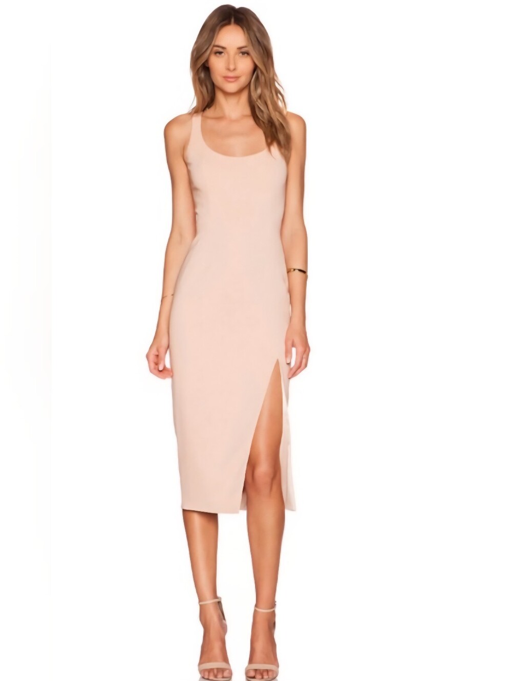 JAY GODFREY Size 4 Witherspoon Midi Sheath Dress Sleeveless Nude Pink
